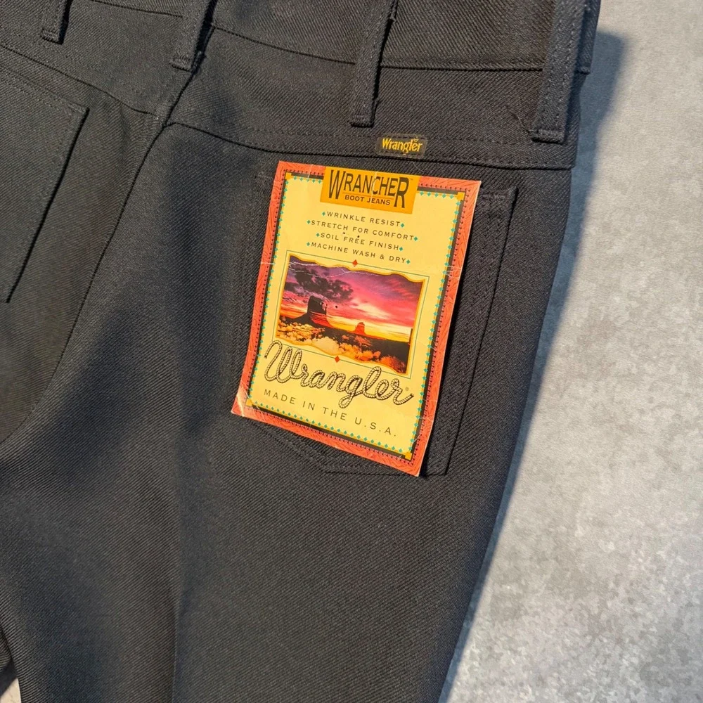 VTG Wrangler Wrancher Boot Pants Mens 36x32 Navy Polyester Made in USA NWT
